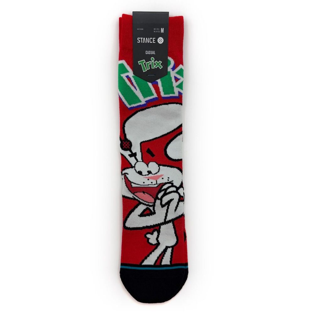 Stance Trix Cereal Crew Socks Medium Mens Womens Rabbit Red White